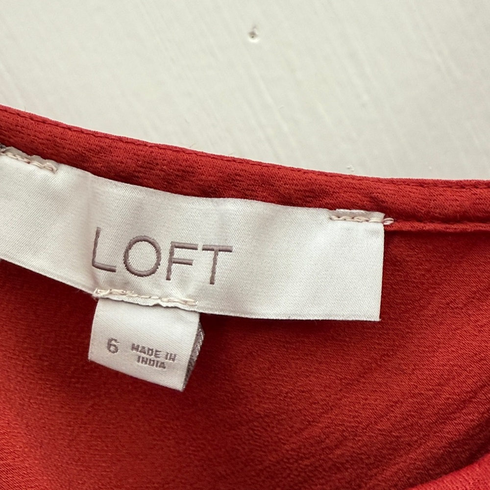 Loft Orange Red Cowl neck Slip Dress 6 - Picture 2 of 9